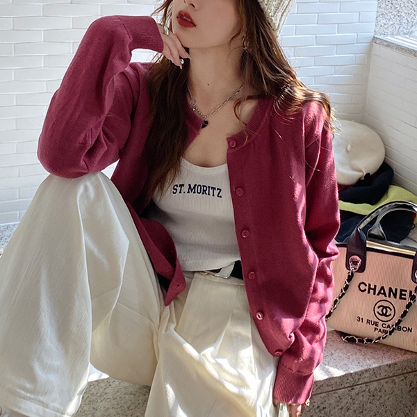 체켓 미디 케리 가디건 5color 상세 이미지 3
